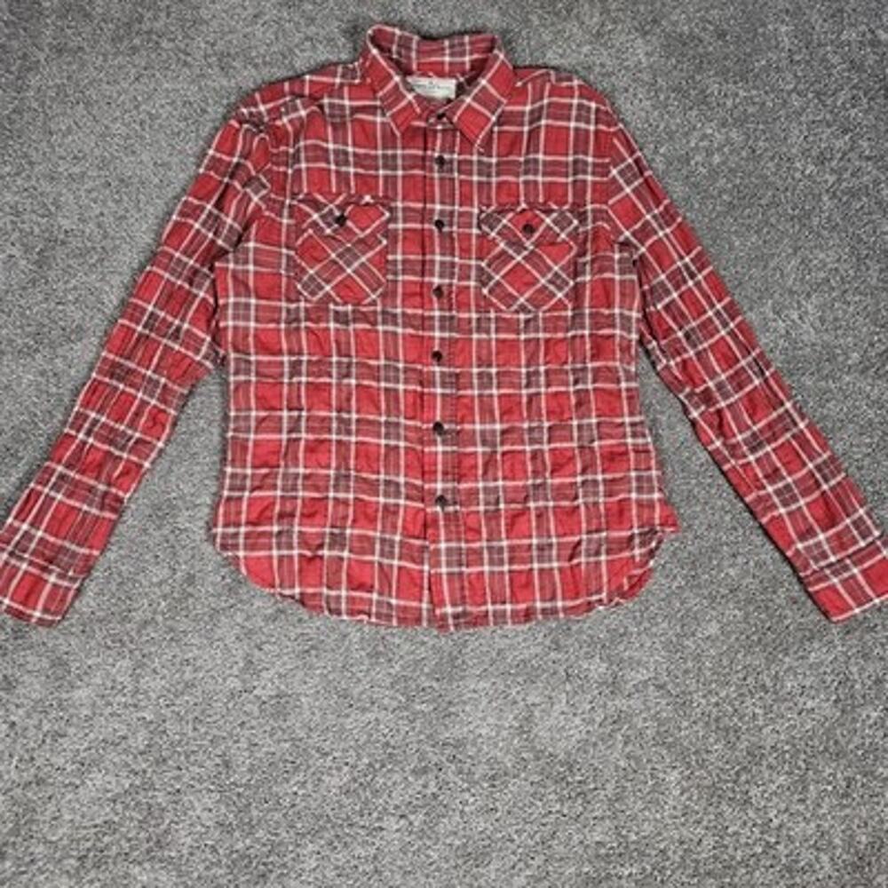 Imogene And Willie Earl Flannel Men's XL Pink Plaid Puckered Indie Unisex